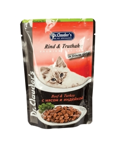 Hrana umeda pentru pisici, Vita si curcan intr-un aspic delicat, 100 g, Dr. Clauder’s