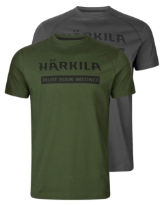 Tricou Vanatoare Logo T-Shirt 2-Pack Duffel green/Phantom Harkila 