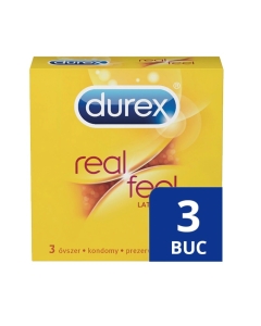Durex prezervative RealFeel, 3 buc. Produs recomandat pentru igiena sexuala
