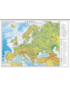 Europa. Harta fizica si politica 700x500 mm cu sipci (GHEF70)