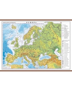 Europa. Harta fizica si politica 1600x1200 mm cu sipci (GHEF160)
