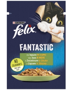 Hrana umeda pentru pisici, Iepure in Aspic, plic 85 g, Purina Felix Fantastic
