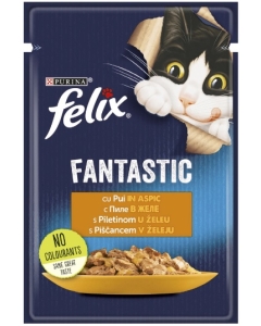 Hrana umeda pentru pisici, Pui in Aspic, plic 85 g, Purina Felix Fantastic