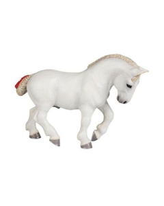 Figurina Percheron alb cal de povara, Papo