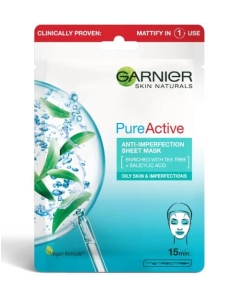 Masca servetel anti-imperfectiuni si hidratare, 23 g Garnier Skin Naturals Pure Active