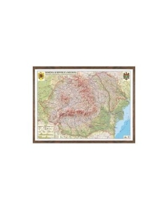 Romania si Republica Moldova. Harta fizica, administrativa si a substantelor minerale utile - proiectie 3D, 600x470mm (3DGHRCD604)