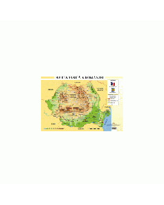 Harta fizica a Romaniei - Plansa format A2