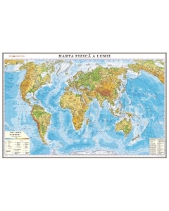 Harta fizica a lumii /Harta de contur (verso), 600x470 mm (GHLF60)