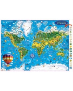 Harta Lumii pentru copii, proiectie 3D, 450x330mm (3DGHLCP45)