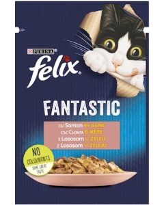 Hrana umeda pentru pisici Somon in Aspic plic 85 g Purina Felix Fantastic