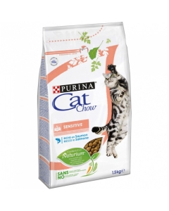 Hrana uscata pentru pisici cu sensibilitate, bogata in Somon, 1.5 kg, PURINA CAT CHOW Sensitive