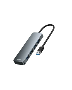 Hub Baseus UltraJoy 4-in-1 Lite, USB-A la 4xUSB-A 3.0, 5Gbps, cu cablu de 15 cm, Gri