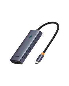 Hub Baseus UltraJoy 5-in-1, USB-C la HDMI4K@30Hz, 3xUSB 3.0, 1xPD, 100W, Gri