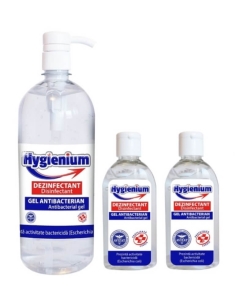 Hygienium VIRUCID Gel dezinfectant maini, 1000 ml + 2 buc Hygienium Gel dezinfectant maini 50 ml, avizat de Ministerul Sanatatii