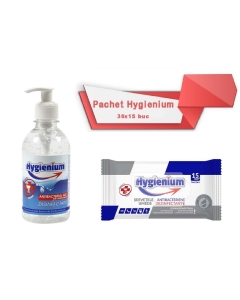 Pachet Hygienium: Gel dezinfectant pentru maini 300 ml + Servetele umede antibacteriene/dezinfectante 36x15 buc