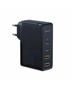 Incarcator retea Baseus GaN5 Ultra Fast Charge 2C+2U 100W Gri + Cablu USB-C 100W 1m
