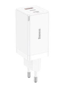 Incarcator retea Baseus GaN5 Pro Fast Charge 65W Alb + Cablu USB-C 100W 1m Alb