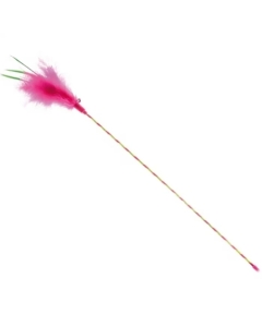 Jucarie pentru pisici bagheta cu pene roz Rinaldo teaser 65 cm