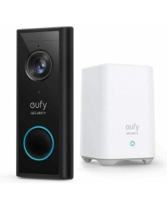 Kit Sonerie video eufy + HomeBase, Wireless, 2K HD, autonomie 6 luni, Negru