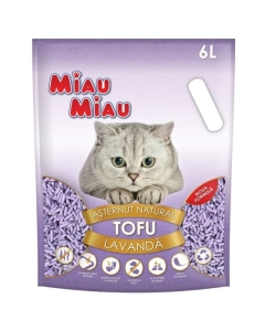 MIAU MIAU Asternut igienic pentru Pisici Tofu Lavanda, 6 l Nisip pisica Miau Miau