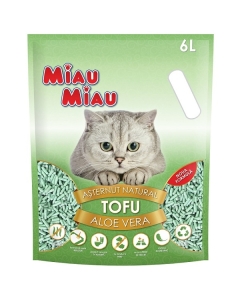 MIAU MIAU Asternut igienic pentru Pisici Tofu Aloe Vera, 6 l