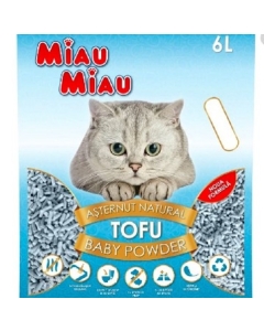 Miau Miau Asternut igienic pentru pisici, Tofu Baby Powder, 6 l