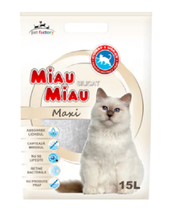 MIAU MIAU Asternut silicatic pentru Pisici, 15 l Nisip pisica Miau Miau grupdzc