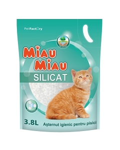 MIAU MIAU Asternut silicatic pentru Pisici, 3.8 l Nisip pisica Miau Miau
