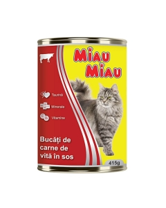 MIAU MIAU Conserva Pisici cu carne de vita 415g