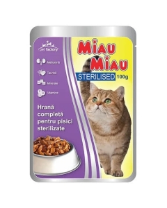 Miau Miau Sterilised Mancare umeda pisici, 100 g