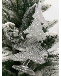 Ornament brad bradut alb transparent 15x7 cm Xmas