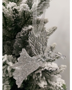 Ornament brad inger alb transparent 12x8 cm Xmas