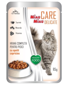 Pachet Hrana Umeda pentru Pisici, cu macrou,12 plicuri x 85 g, MIAU MIAU CARE DELICATE
