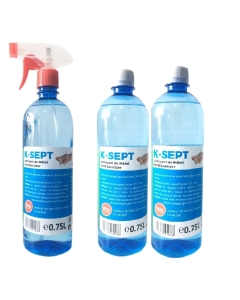Pachet K-SEPT Virucid Dezinfectant de maini pe baza de alcool 75% cu pulverizator, 750 ml + Dezinfectant maini rezerva, 750 ml x 2 buc