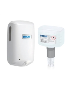 Ecolab Nexa Spirigel Complete Virucid Gel dezinfectant maini, 750 ml + Nexa Compact Dispenser automat, plastic alb, 750 ml