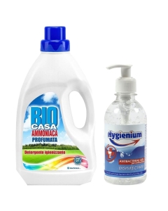 Pachet cu dezinfectant maini: Hygienium Gel antibacterian 300 ml + Biocasa Detergent igienizant pentru pardoseli si suprafete, 1L