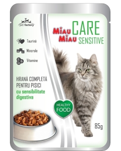 Pachet Hrana Umeda pentru Pisici, cu ficat,12 plicuri x 85 g, MIAU MIAU CARE SENSITIVE