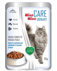 Pachet Hrana Umeda pentru Pisici, cu peste,12 plicuri x 85 g, MIAU MIAU CARE URINARY Hrana umeda pisici Miau Miau grupdzc