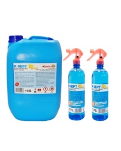K-sept Virucid dezinfectant suprafete 10L + K-Sept Dezinfectant suprafete pe baza de alcool 75% cu pulverizator, 2 buc x 750 ml