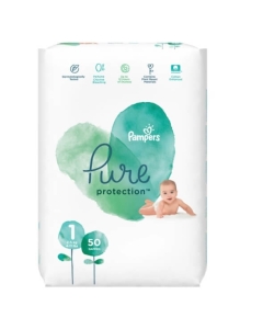 Pampers Pure protection Scutece Nr 1 (2 - 5 kg), 50 buc