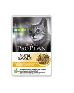 Hrana umeda pisici sterilizate, bucati fragede de pui in sos 85g, Purina Pro Plan- Nutri Savour