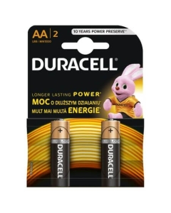 Baterii alcaline AA, R6, Duracell Basic, 1,5 V, blister 2 baterii