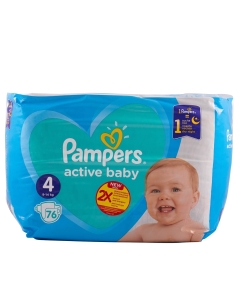 Pampers new baby, nr. 4 Active Baby pentru copii, GIANT PACK, 76 buc, 9-14 kg