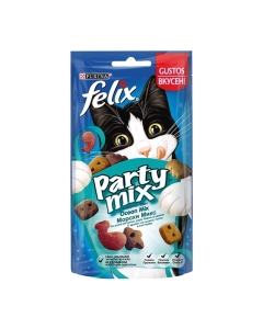 Recompense pentru pisici, Mix cu Somon, peste Pollock, Pastrav, 60 g, Purina Felix Party Ocean 