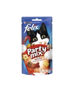 Recompense pentru pisici, Mix cu Vita, Pui, Somon, 60 g, Purina Felix Party Mix Mixed Grill 