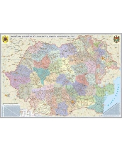 Romania si Republica Moldova. Harta administrativa (1400x1000mm), fara sipci (GHR5CD1-L)