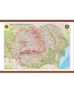 Romania si Republica Moldova. Harta fizica, administrativa si a substantelor minerale utile 1600x1200 mm (GHRF160)