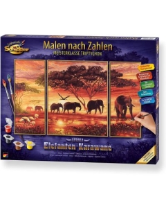 Kit pictura Schipper pe numere, Africa-Drumul elefantilor, 3 tablouri, Schipper
