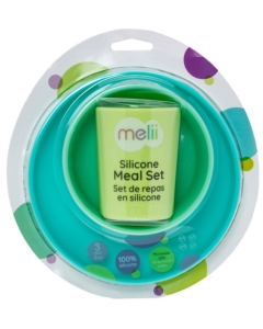 Set 3 recipiente silicon hrana bebe blue-lime-mint Melii