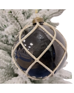 Set 6 globuri sticla albastru inchis-negru, 10 cm, Xmas, Prosper